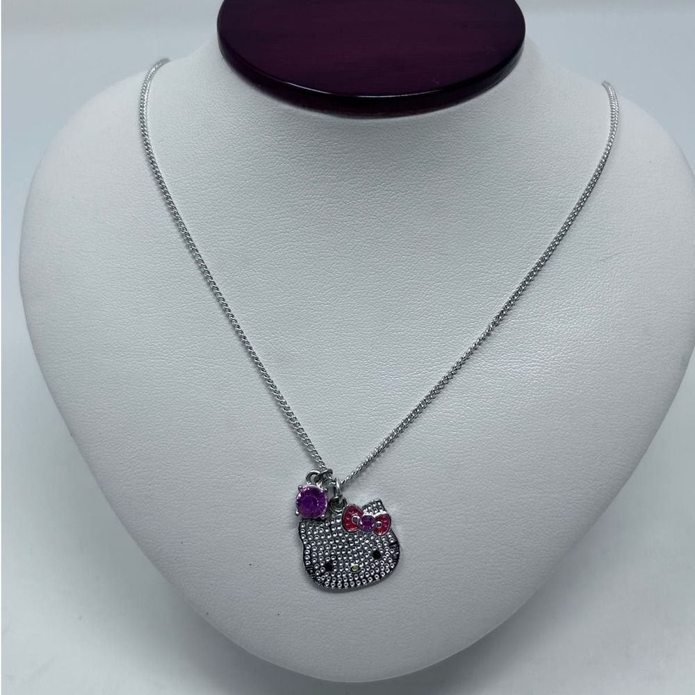 Sanrio Hello Kitty Necklace/Pendant with Pink Gem 9 1/2" Long